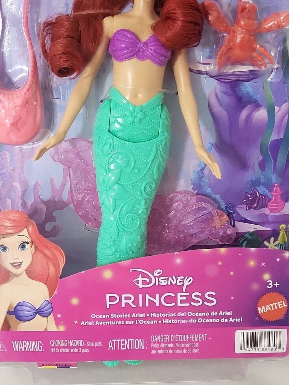 Mattel Disney Princess Ocean Stories Ariel Doll w/ Sebastian, Accessories - Picture 12 of 14